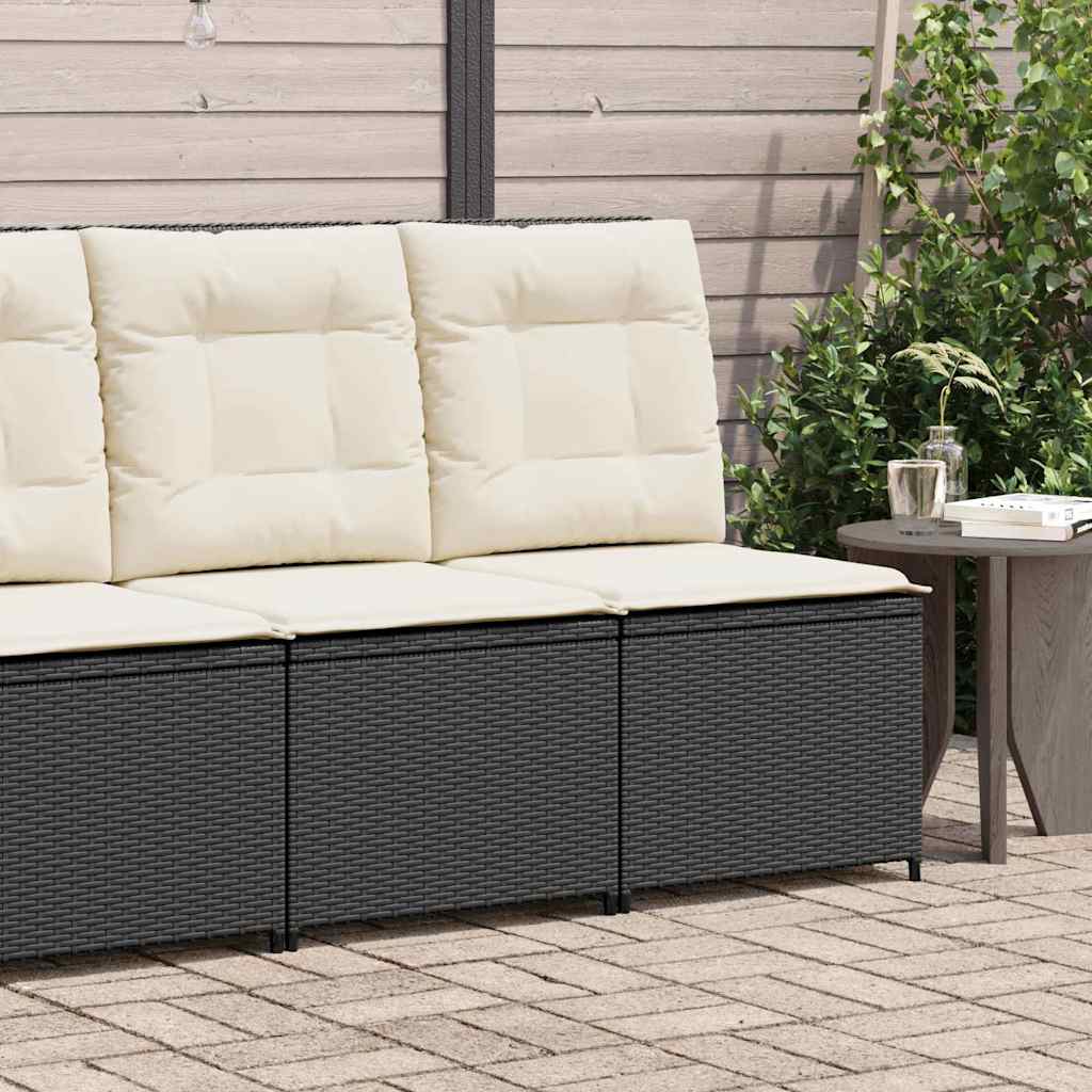Garden Sofa with Cushion Black Poly rattan