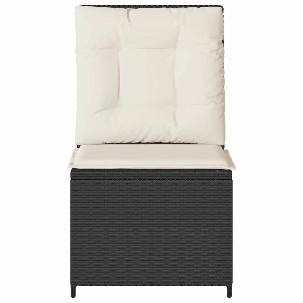 Garden Sofa with Cushion Black Poly rattan