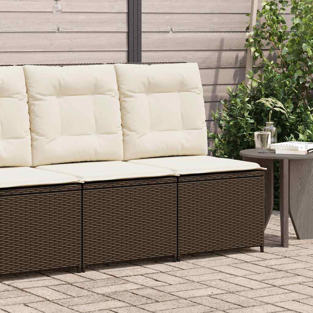 Garden Sofa with Cushion Brown Poly rattan