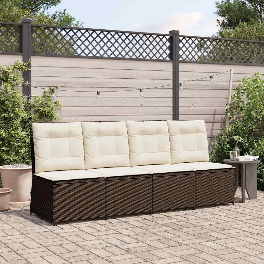 Garden Sofa with Cushion Brown Poly rattan