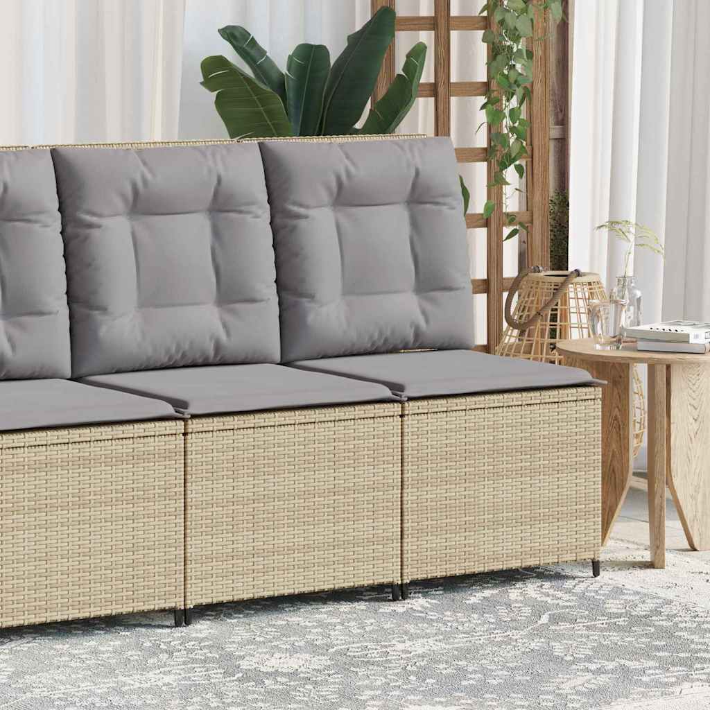 Garden Sofa with Cushion Beige Poly rattan