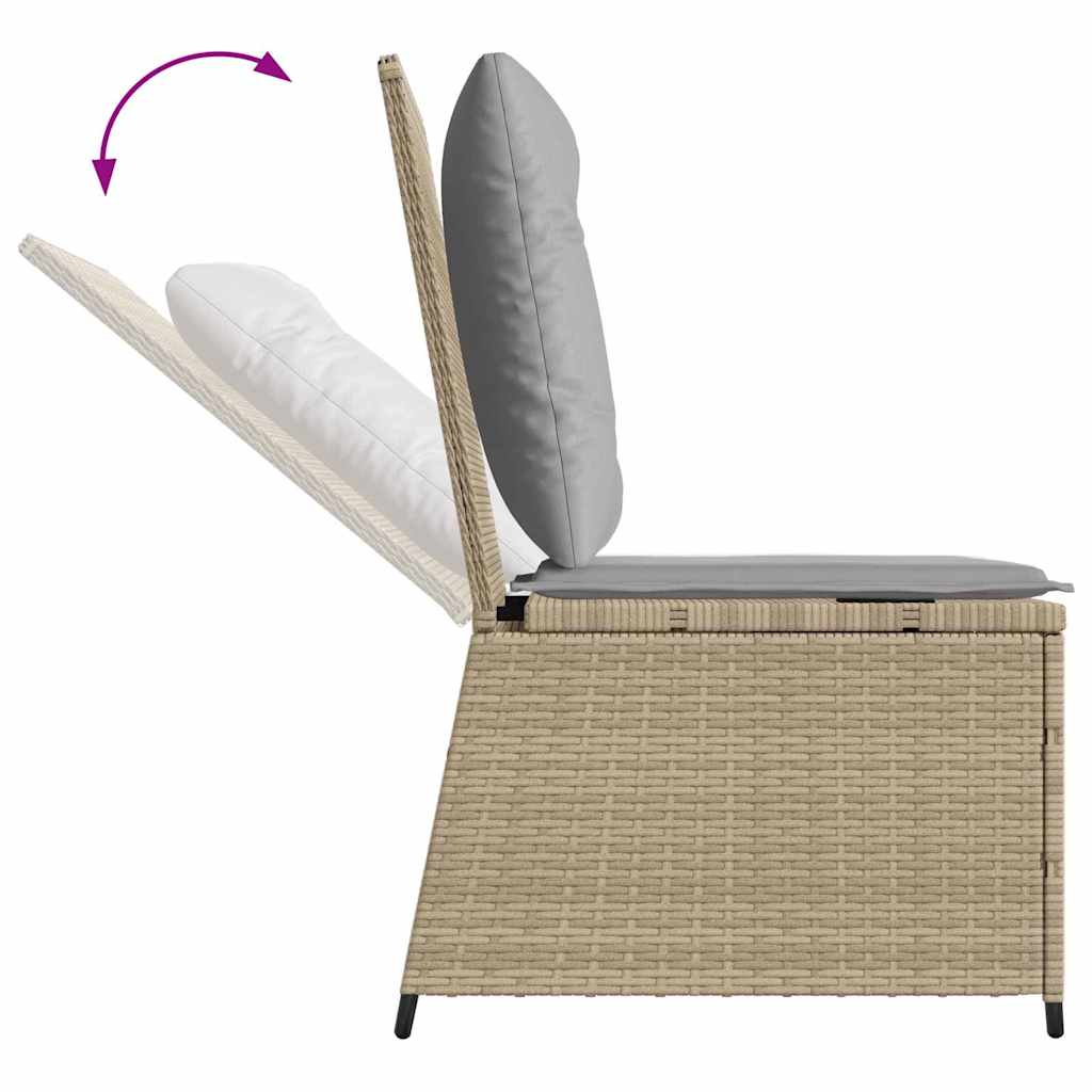 Garden Sofa with Cushion Beige Poly rattan