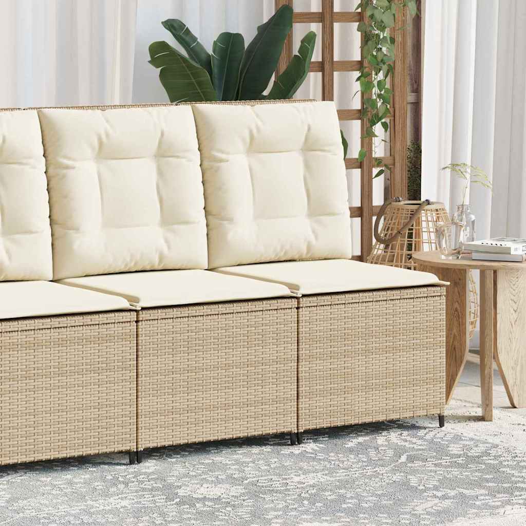 Garden Sofa with Cushion Beige Poly rattan