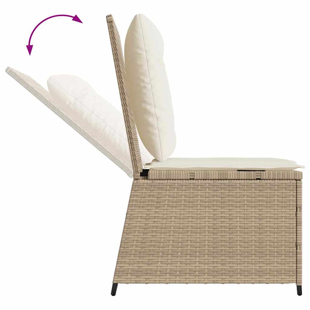 Garden Sofa with Cushion Beige Poly rattan