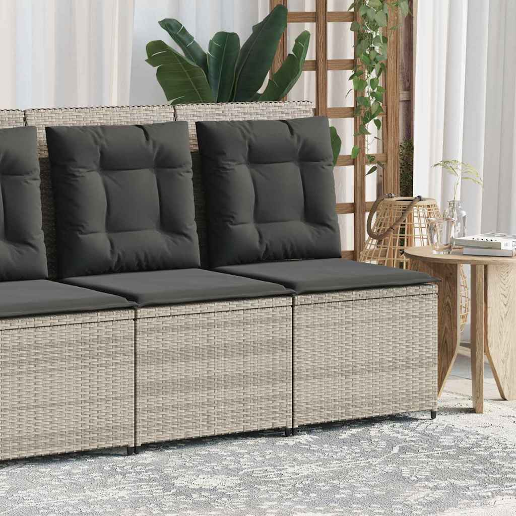 Garden Sofa with Cushion Light grey Poly rattan