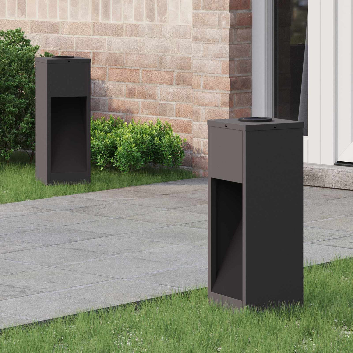 Solar Led Pathway Light 2 pcs Black Cold Rolled Steel