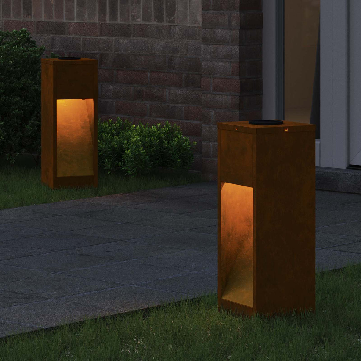 Solar Led Pathway Light 2 pcs Corten Steel Corten Steel