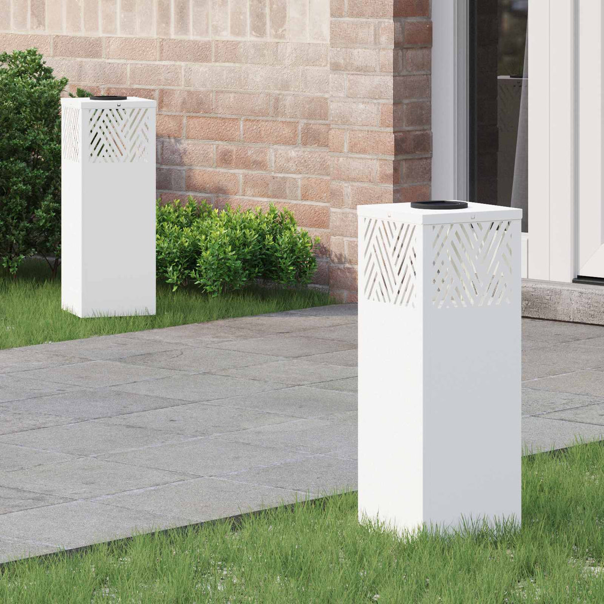 Solar LED Pathway Light 2 pcs White Cold Rolled Steel