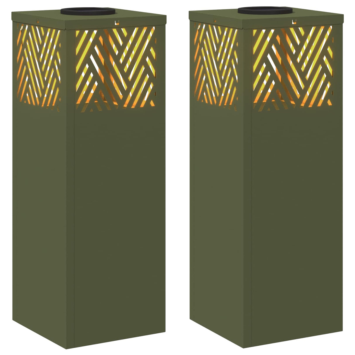 Solar LED Pathway Light 2 pcs Olive Green Cold Rolled Steel