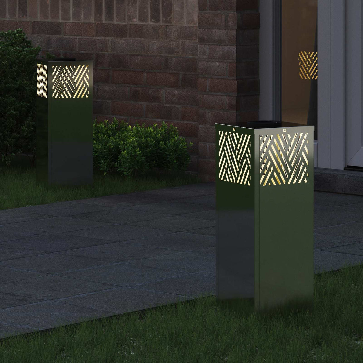 Solar LED Pathway Light Herringbone 2 pcs Galvanized Galvanized