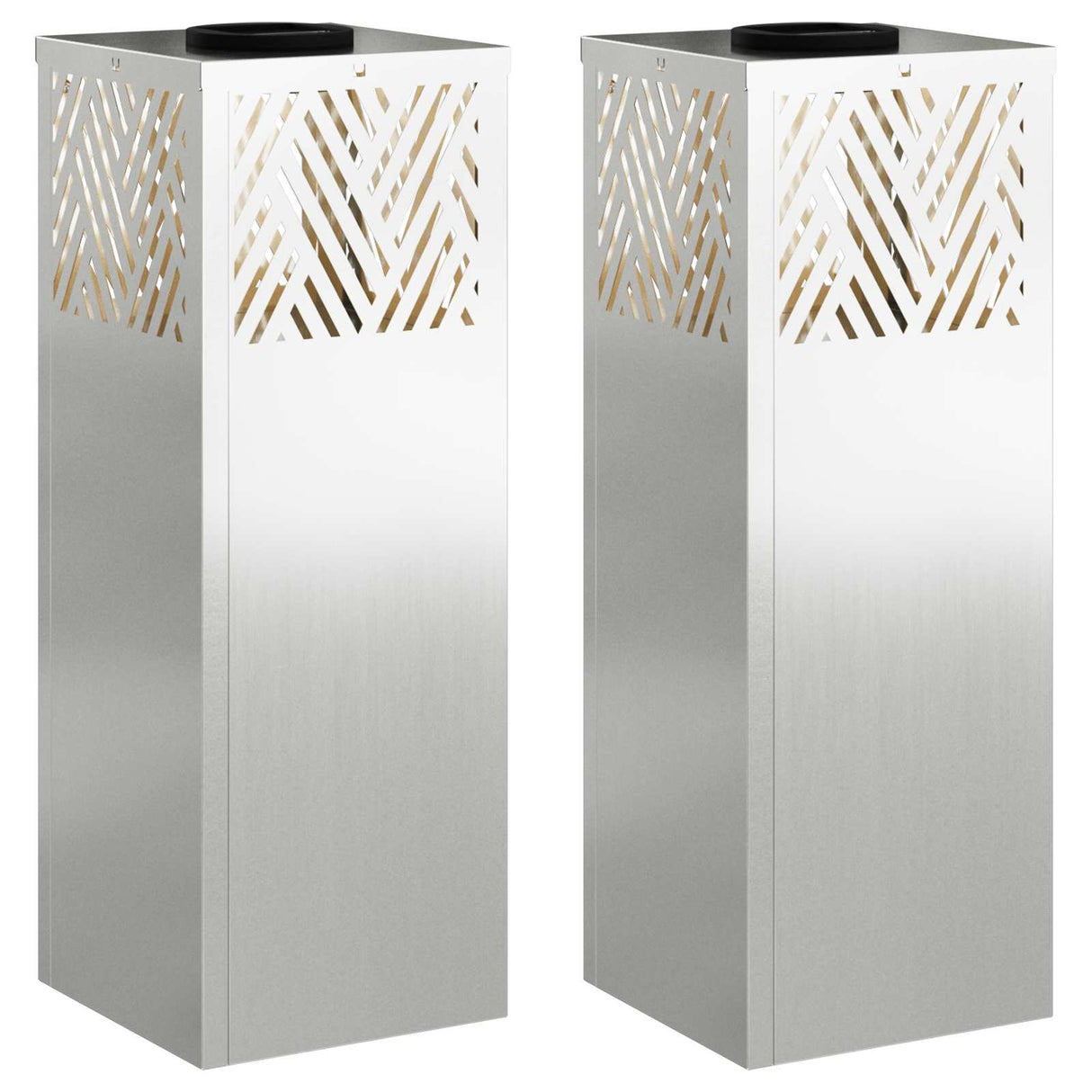 Solar LED Pathway Light Herringbone 2 pcs Galvanized Galvanized