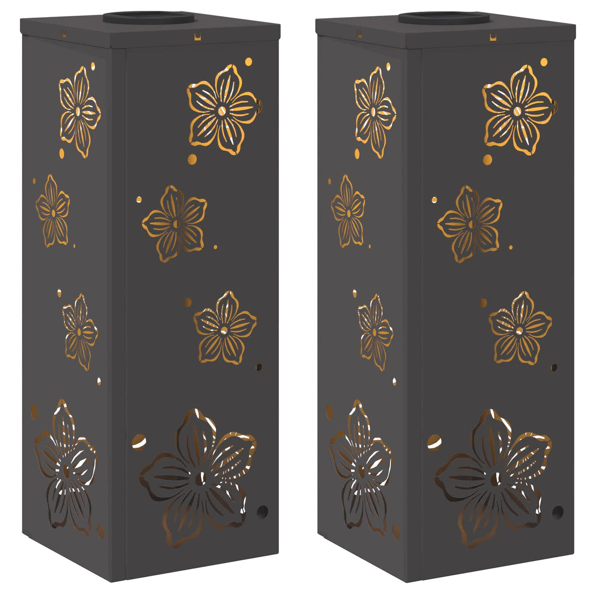 Solar LED Pathway Light 2 pcs Black Cold Rolled Steel