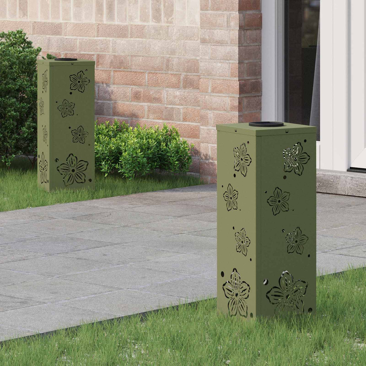 Solar LED Pathway Light 2 pcs Olive Green Cold Rolled Steel