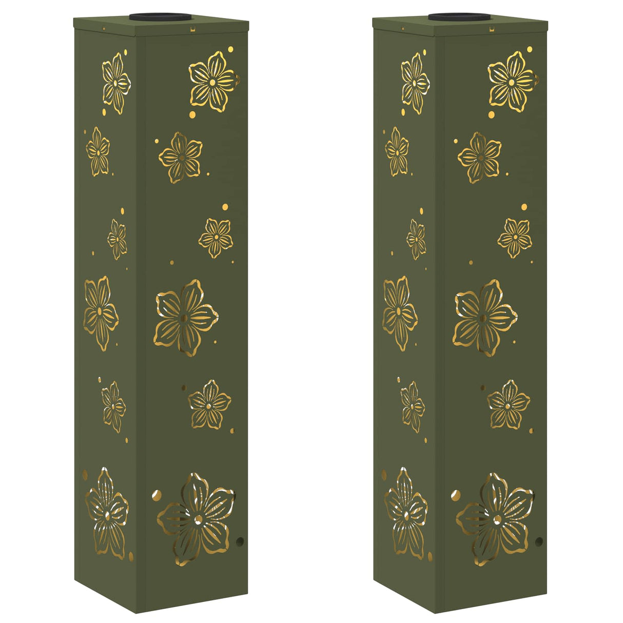 Solar LED Pathway Light 2 pcs Olive Green Cold Rolled Steel