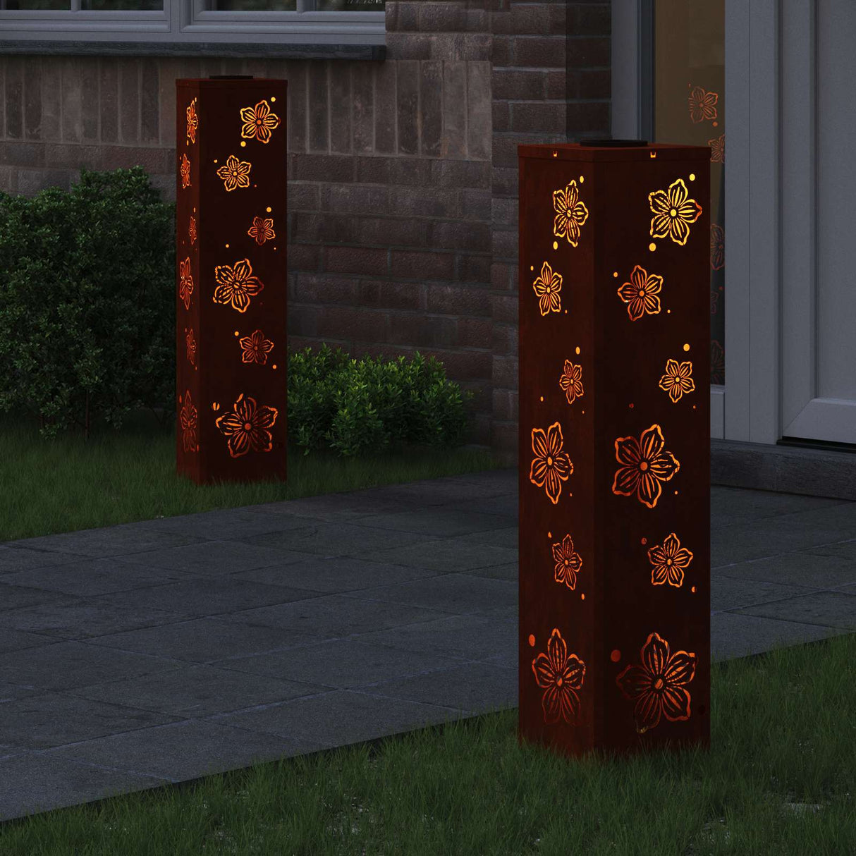 Solar LED Pathway Light 2 pcs Corten Steel Corten Steel