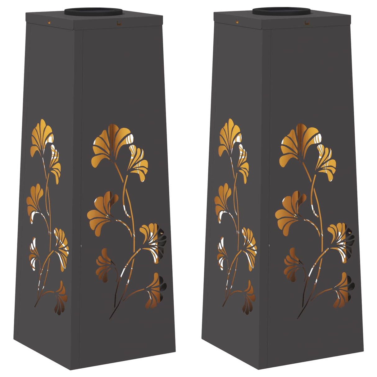 Solar LED Pathway Light 2 pcs Black Cold Rolled Steel