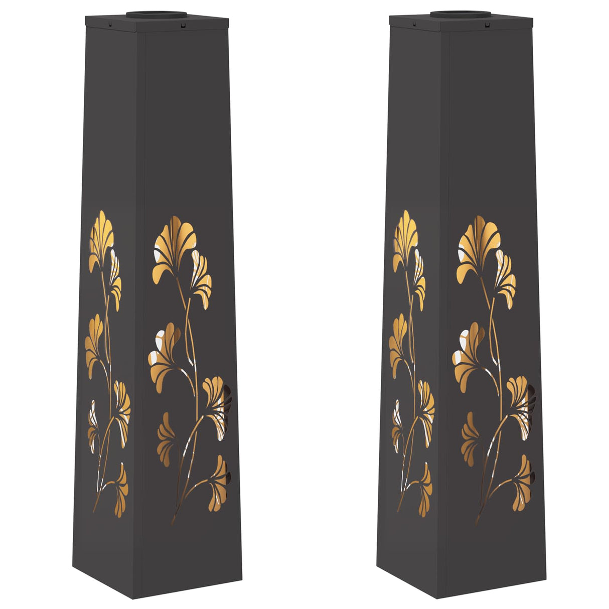 Solar LED Pathway Light 2 pcs Black Cold Rolled Steel