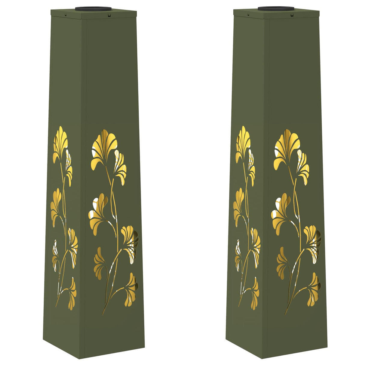 Solar LED Pathway Light 2 pcs Olive Green Cold Rolled Steel