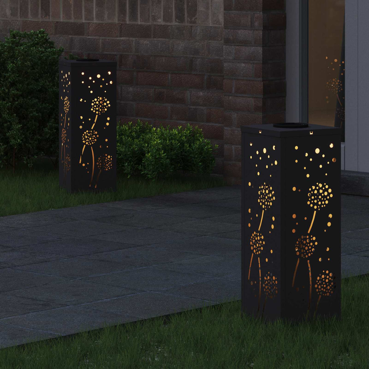 Solar LED Pathway Light 2 pcs Black Cold Rolled Steel