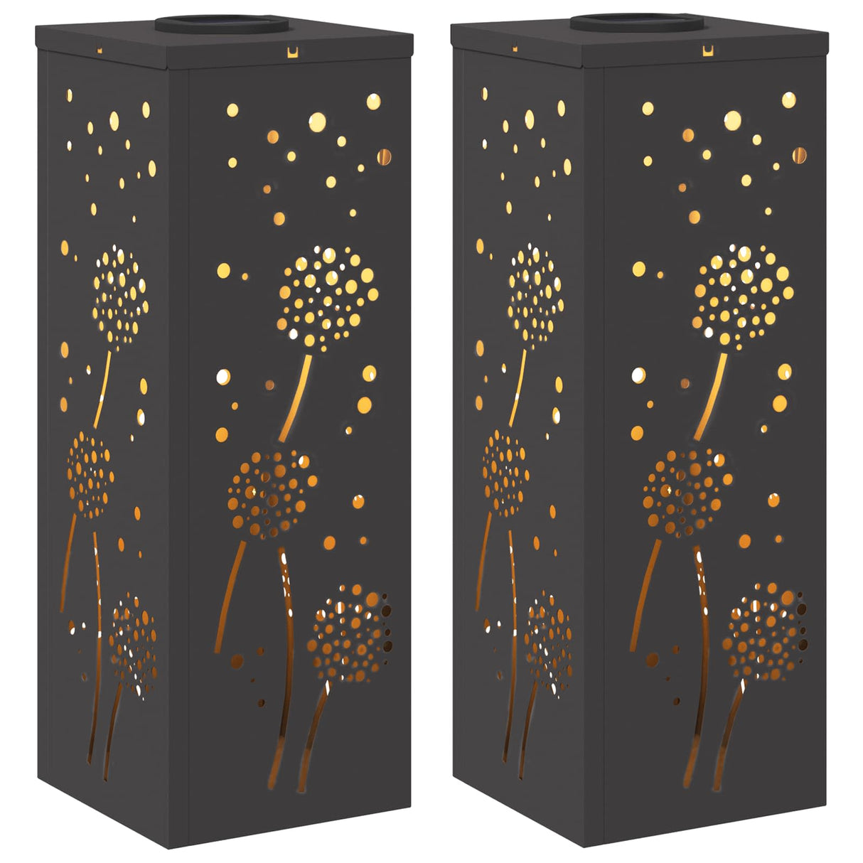 Solar LED Pathway Light 2 pcs Black Cold Rolled Steel