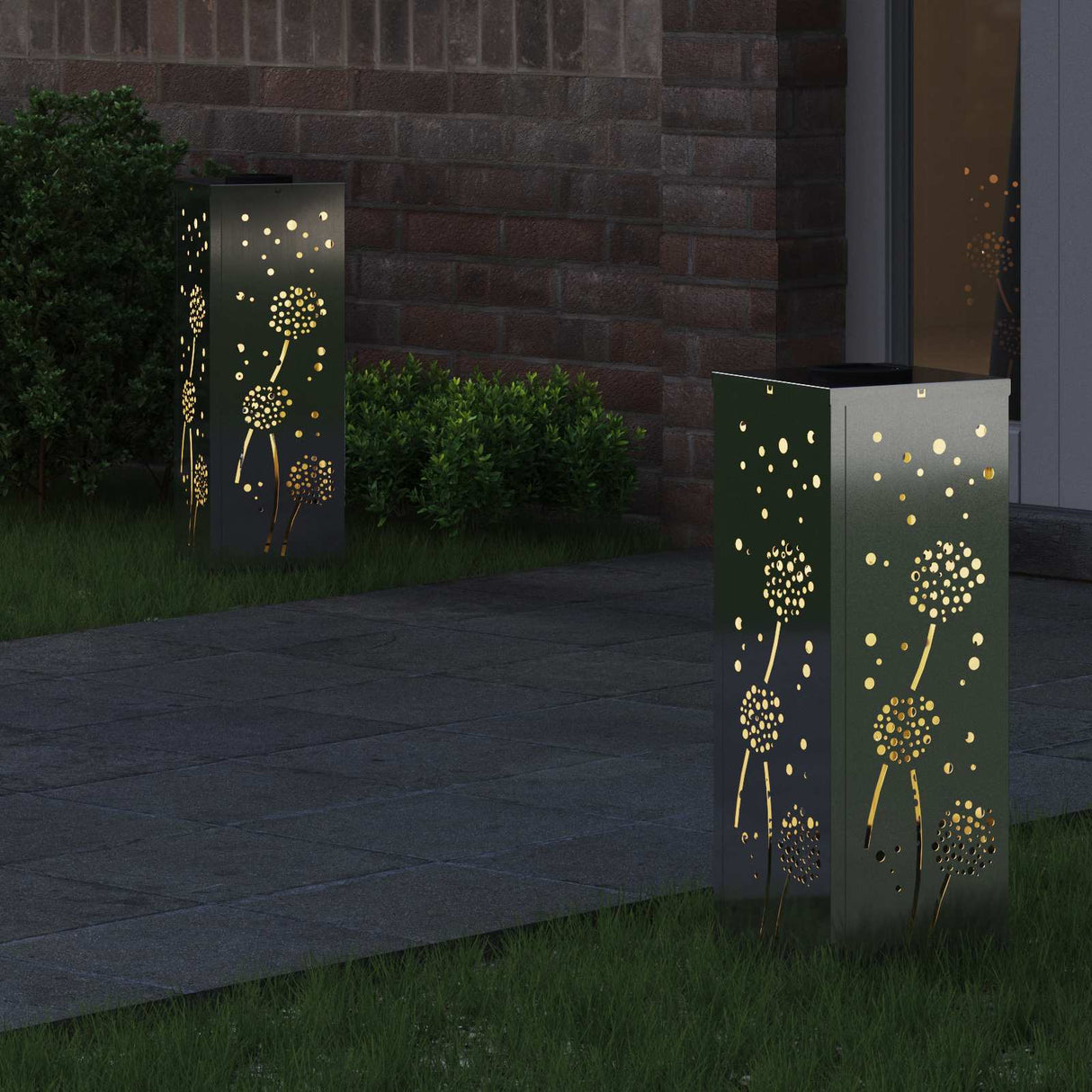 Solar LED Pathway Light 2 pcs Galvanized Galvanized