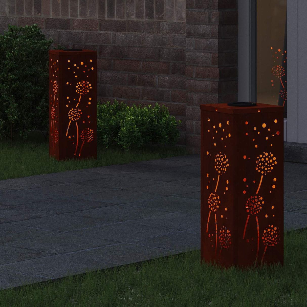 Solar LED Pathway Light 2 pcs Corten Steel Corten Steel
