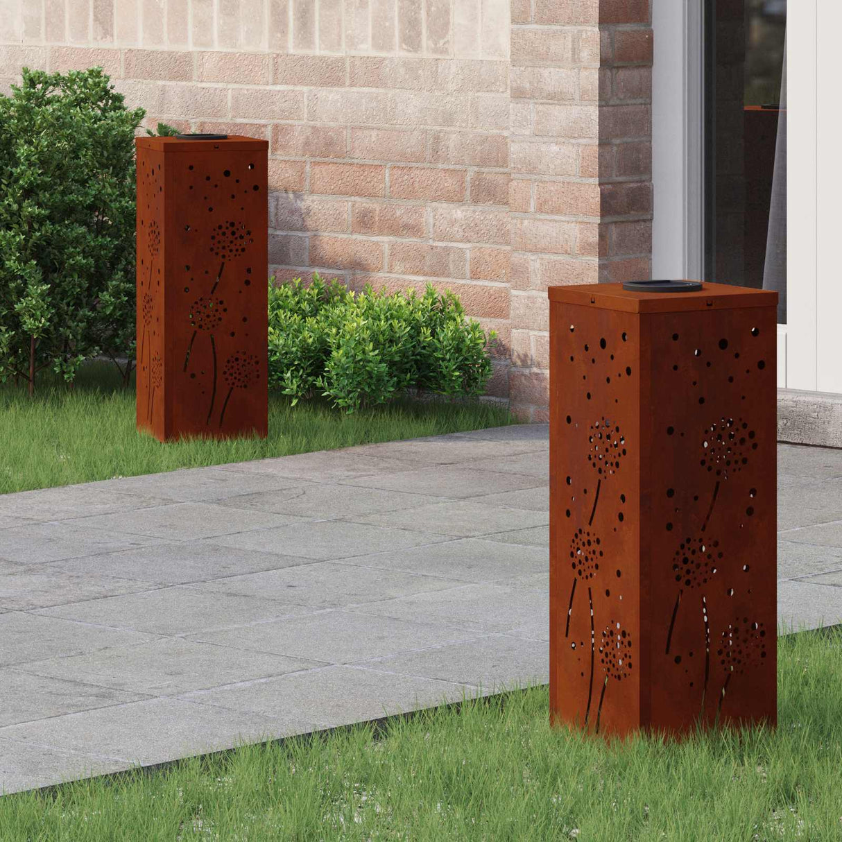 Solar LED Pathway Light 2 pcs Corten Steel Corten Steel