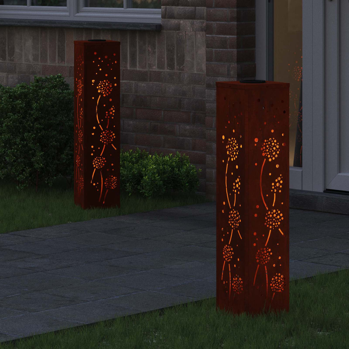 Solar LED Pathway Light 2 pcs Corten Steel Corten Steel