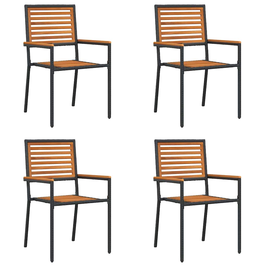Garden Stacking Chairs 4 pcs Brown and Black