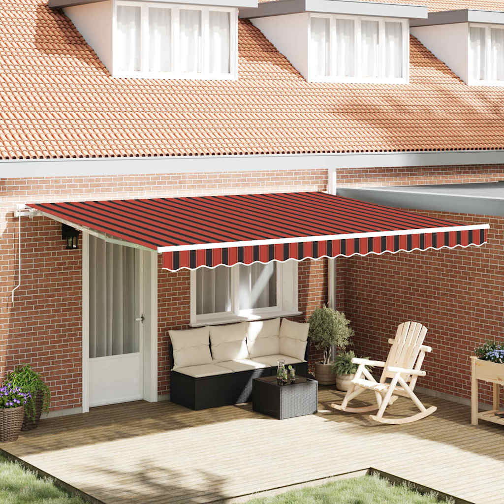 Retractable Awning Orange and Brown 450 x 300 cm Fabric