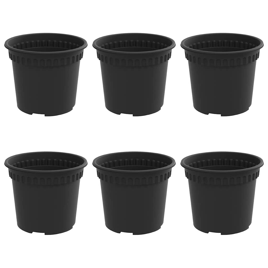 Round Flower Pot 6 pcs Black Ø 12.5 x 10 cm Plastic