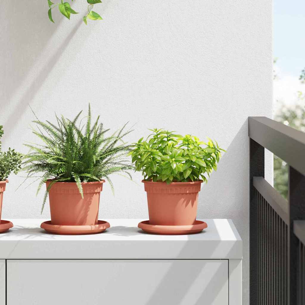 Round Flower Pot 24 pcs Brick Red Ø 12.5 x 10 cm Plastic