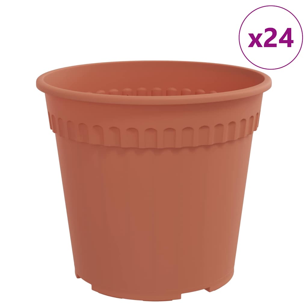 Round Flower Pot 24 pcs Brick Red Ø 19 x 16 cm Plastic
