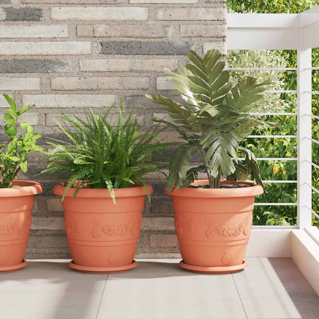 Round Flower Pot 6 pcs Brick Red Ø 34 x 28 cm Plastic