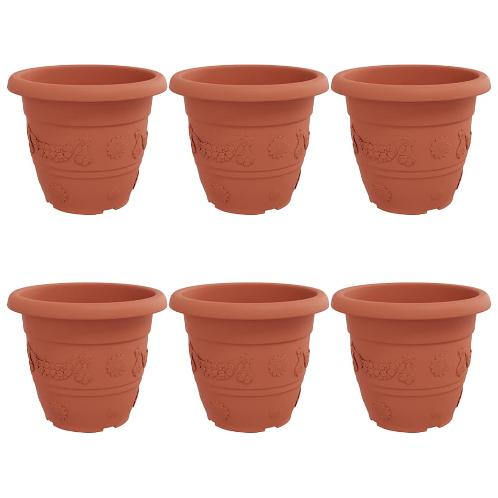 Round Flower Pot 6 pcs Brick Red Ø 34 x 28 cm Plastic