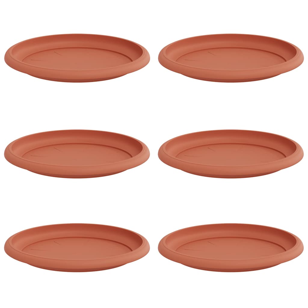 Round Flower Tray 6 pcs Brick Red Ø 17.5 x 2 cm Plastic