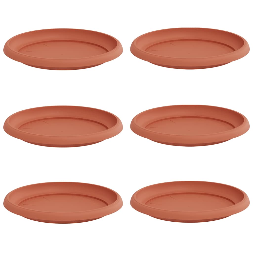 Round Flower Tray 6 pcs Brick Red Ø 21.5 x 2.5 cm Plastic