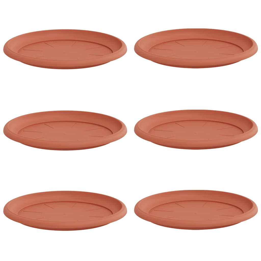 Round Flower Tray 6 pcs Brick Red Ø 27 x 2.5 cm Plastic