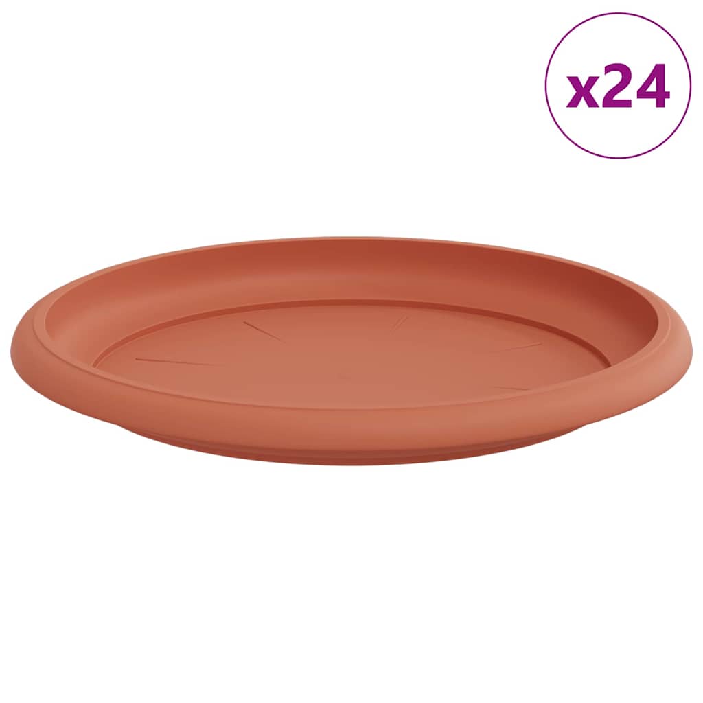 Round Flower Tray 24 pcs Brick Red Ø 19 x 2 cm Plastic