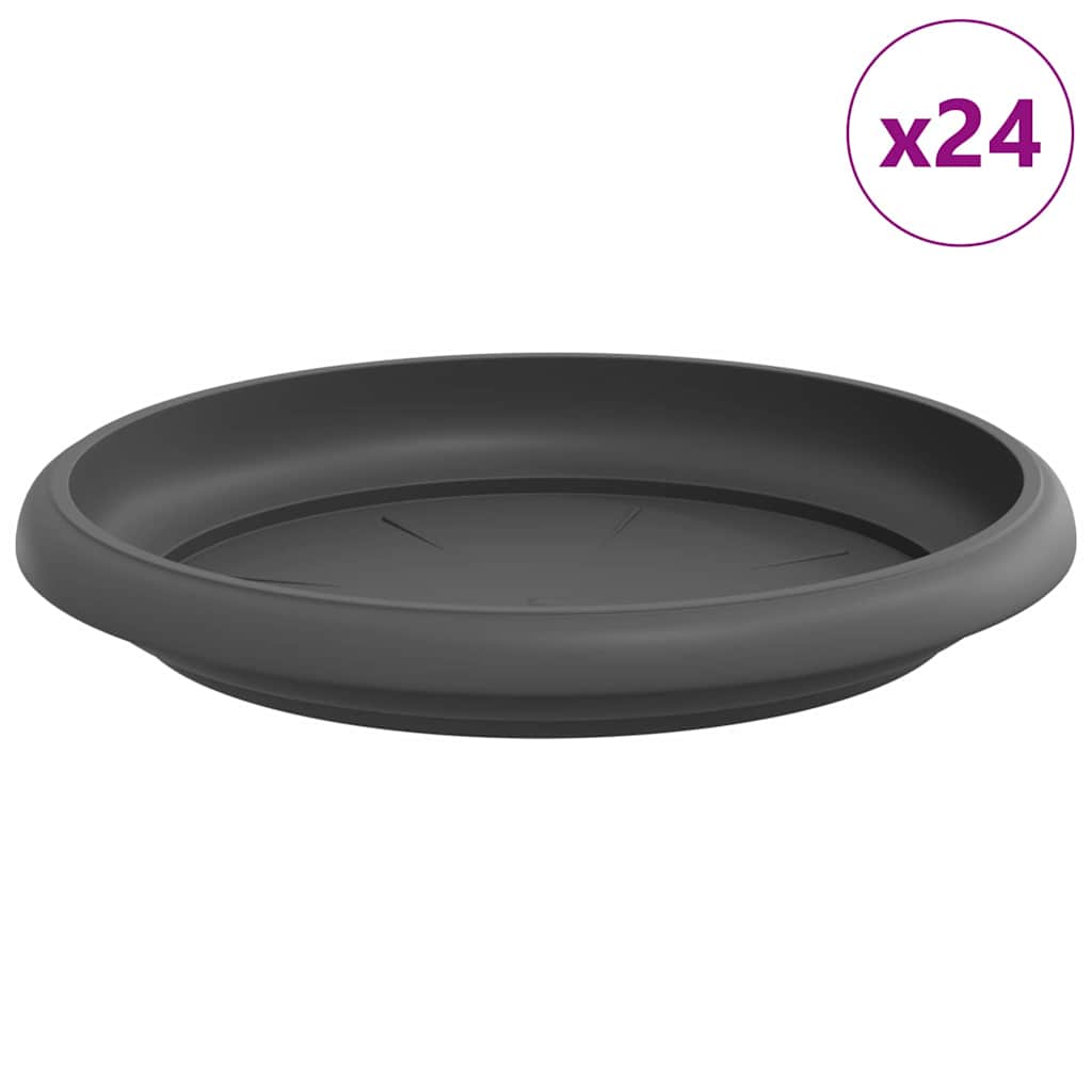 Round Flower Tray 24 pcs Black Ø 14 x 2 cm Plastic