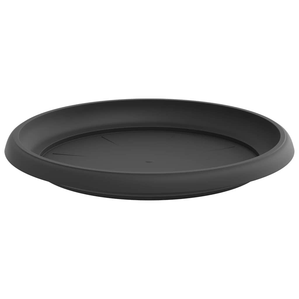 Round Flower Tray 24 pcs Black Ø 21.5 x 2.5 cm Plastic