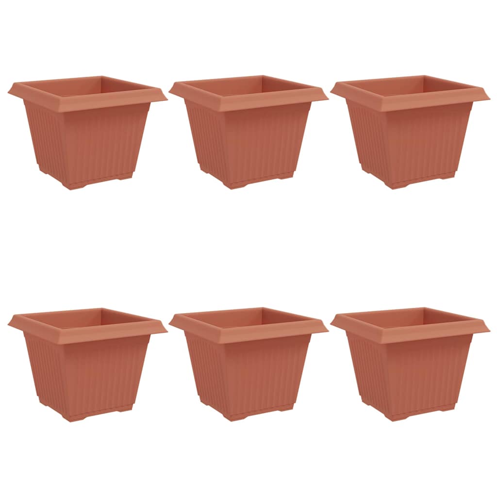 Square Flower Pot 6 pcs Brick Red 28.5 x 28.5 x 22 cm Plastic