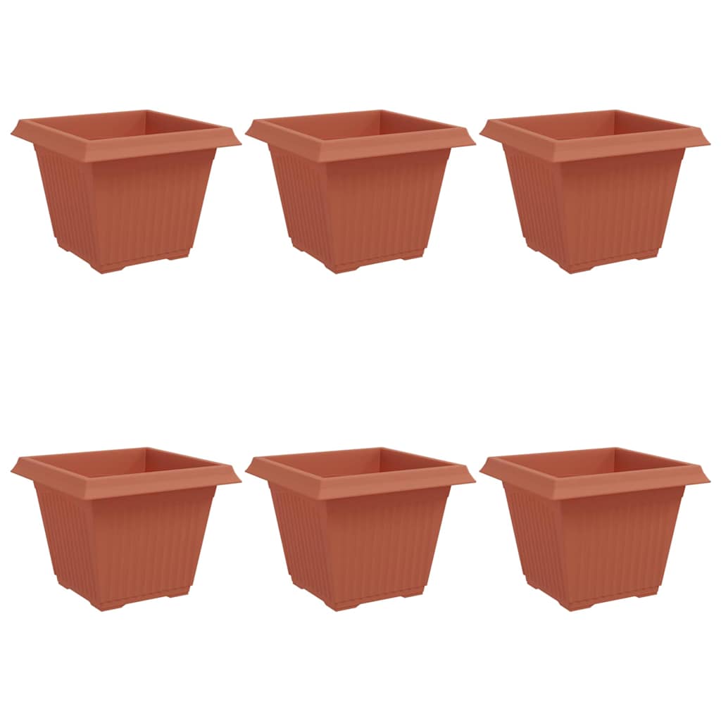 Square Flower Pot 6 pcs Brick Red 43 x 43 x 33.5 cm Plastic