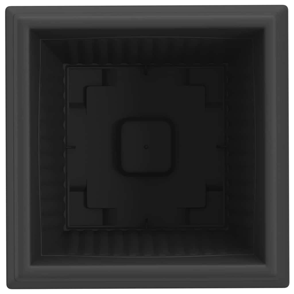 Square Flower Pot 6 pcs Black 38 x 38 x 30 cm Plastic