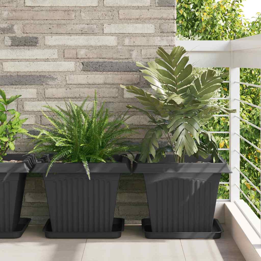 Square Flower Pot 6 pcs Black 43 x 43 x 33.5 cm Plastic