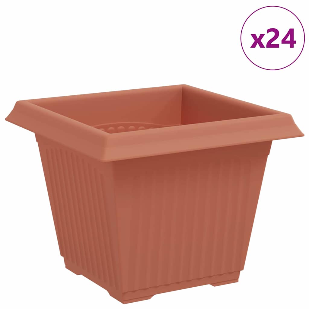 Square Flower Pot 24 pcs Brick Red 33 x 33 x 26 cm Plastic
