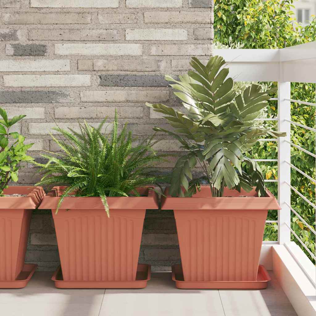 Square Flower Pot 24 pcs Brick Red 43 x 43 x 33.5 cm Plastic
