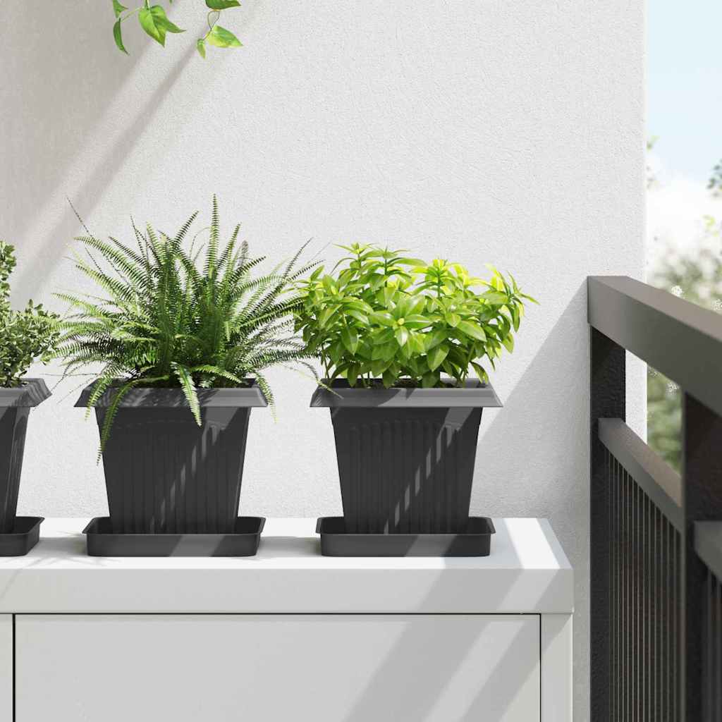 Square Flower Pot 24 pcs Black 16 x 16 x 14 cm Plastic