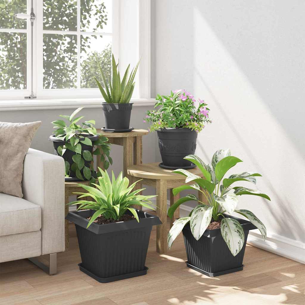 Square Flower Pot 24 pcs Black 33 x 33 x 26 cm Plastic
