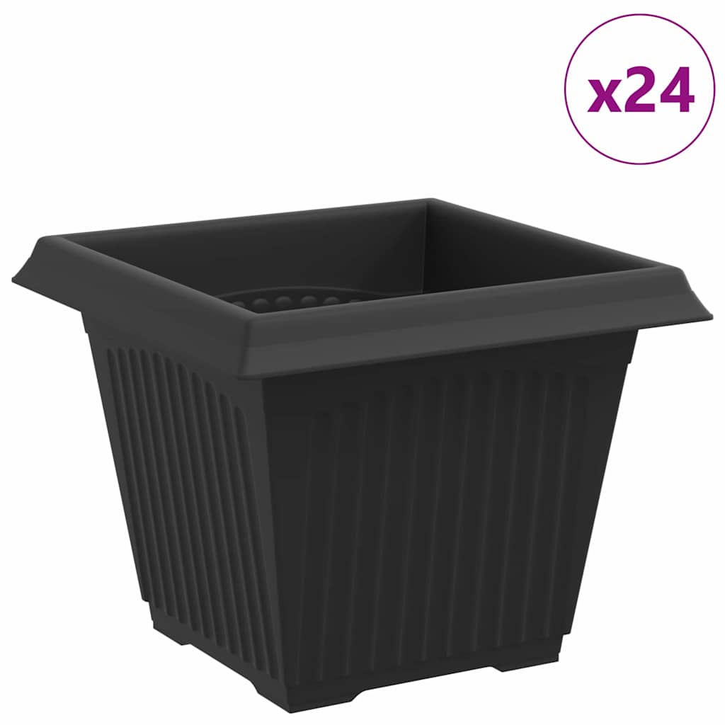 Square Flower Pot 24 pcs Black 33 x 33 x 26 cm Plastic